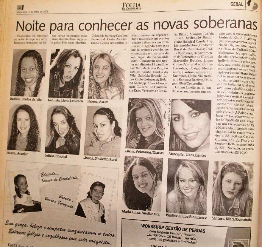 Na Folha, as candidatas ao concurso de 2006
