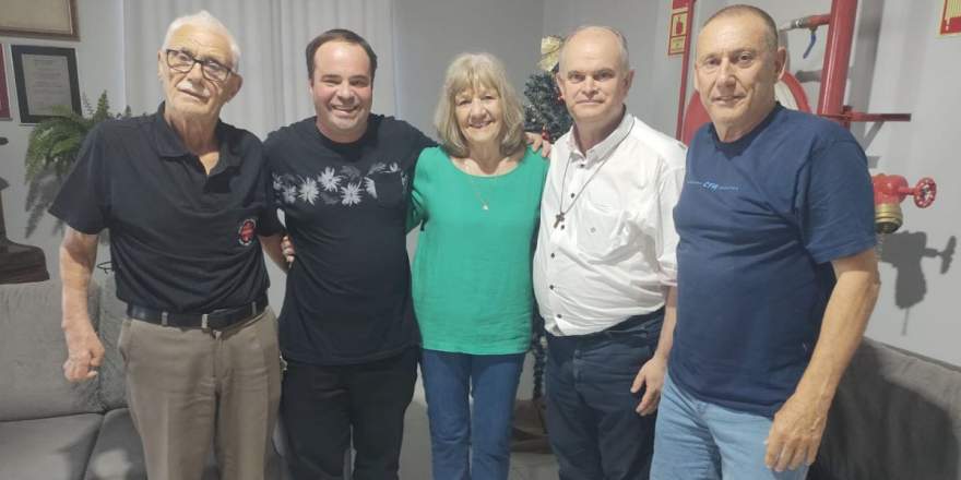Frei Albano, Alan Wagner, Rejane Costa, pe. José Carlos Stoffel e Air Menezes (Foto: Divulgação | Medianeira)