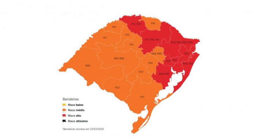 O mapa definitivo: 12 regiões na bandeira laranja e oito na vermelha