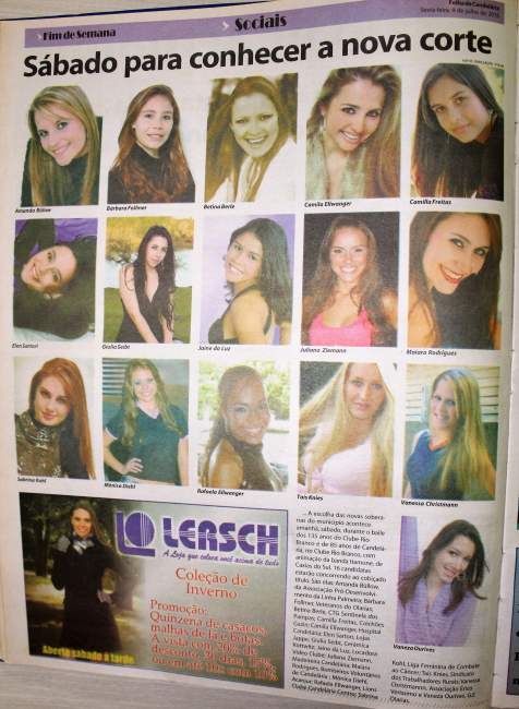 Na Folha, as candidatas ao concurso de 2010