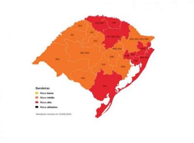 Mapa definitivo tem nove regiões em vermelho 