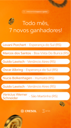 Cresol Cooperar anuncia ganhadores do 3° sorteio da Campanha Cooperar é Ganhar