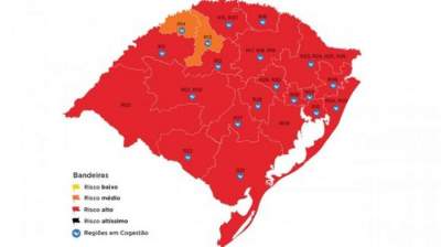 Mapa preliminar coloca 19 das 21 regiões em bandeira vermelha