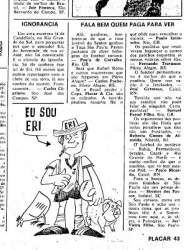 Charge sobre o jogador Eri Matana que foi publicada na revista esportiva Placar nos anos 80