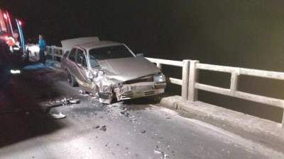 Chevette teve a frente destruída após colisão na RSC 287 - Foto: Arzélio Strassburger - Bombeiros Voluntários de Candelária