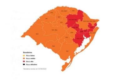 No mapa definitivo, apenas seis das 12 regiões ficam na bandeira vermelha