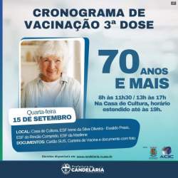 Tem início a vacinação de idosos de 70 anos ou mais com dose de reforço