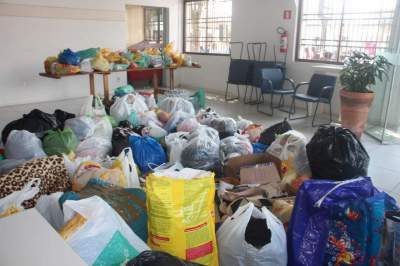 donativos arrecadados para serem revertidos às famílias atingidas pela enchente