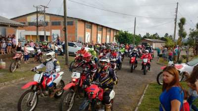 A largada da trilha no parque de eventos