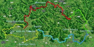 Mapa completo do circuito de 320 km da Rota dos Dinossauros