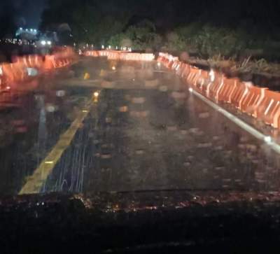 Água sobre a pista bloqueia a 287 em Novo Cabrais