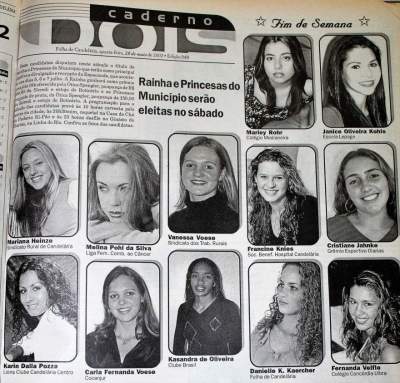 Na Folha, as candidatas para o concurso de 2002