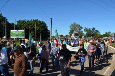 A entrada dos manifestantes na cidade