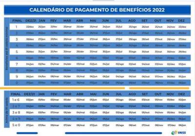  Confira o calendário de pagamento do INSS para 2022