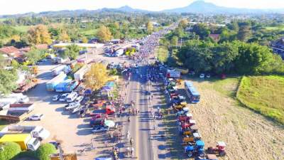 Foto aérea do protesto realizado em Candelária